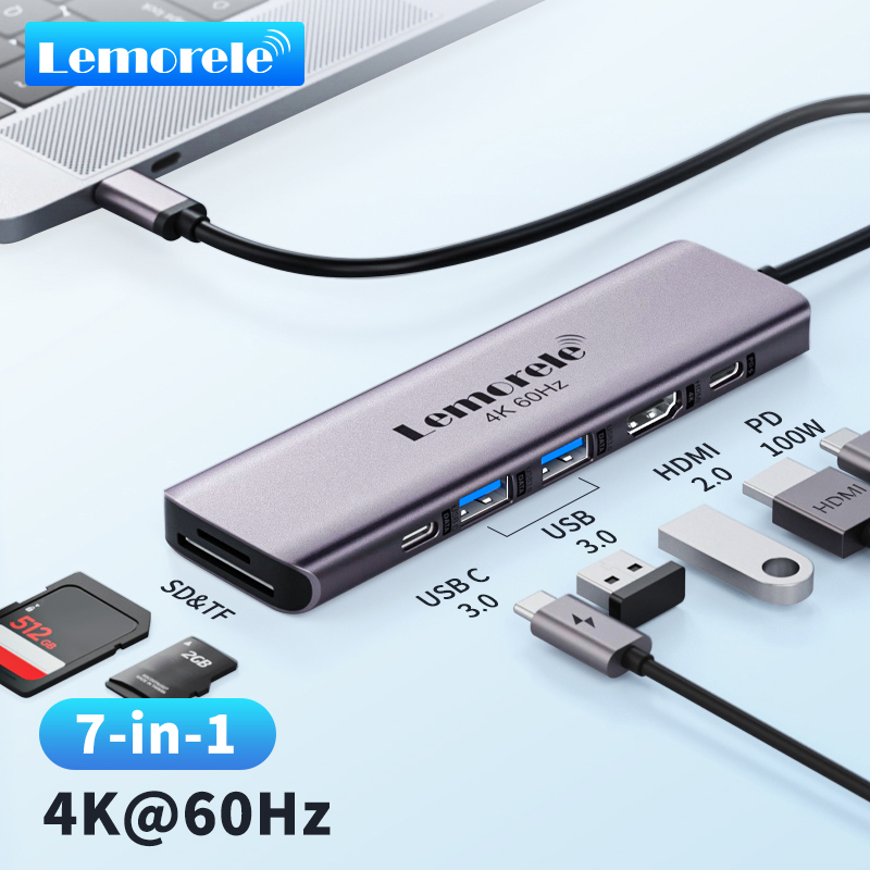Laptop Accessories Macbook - محطة إرساء Lemorele 7 في 1